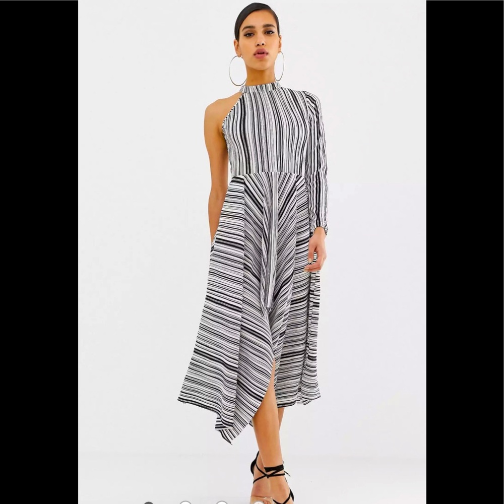 Asos one shoulder stripe dress